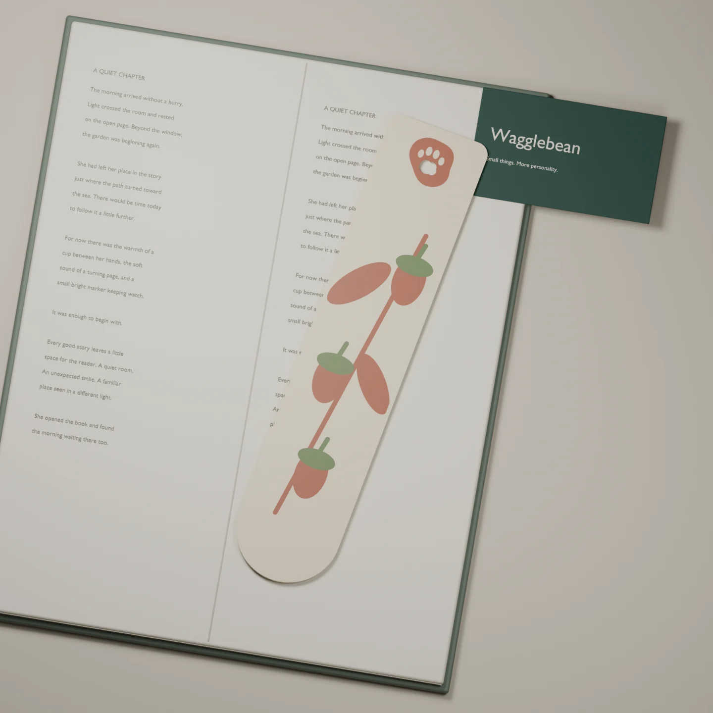 Acorn Almanac bookmark — render of the printable design