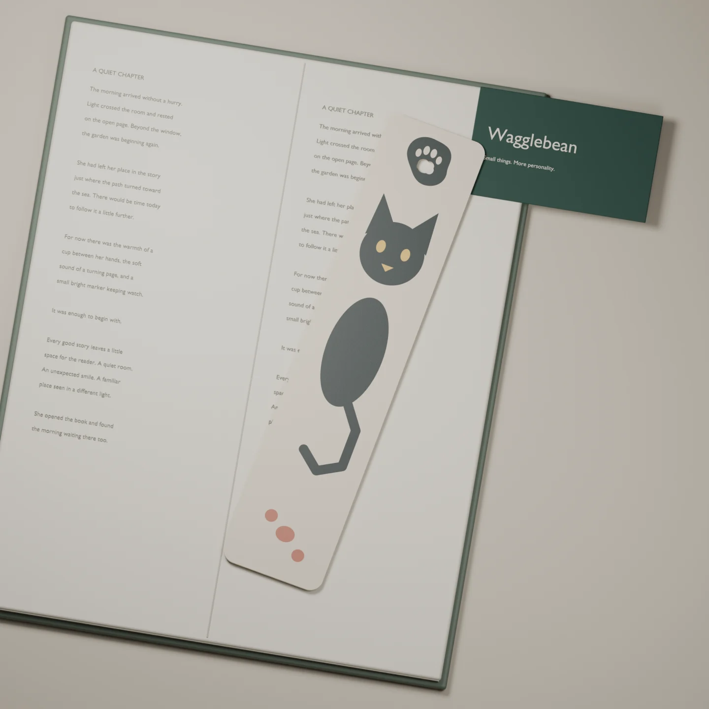 Chapter Cat bookmark — render of the printable design