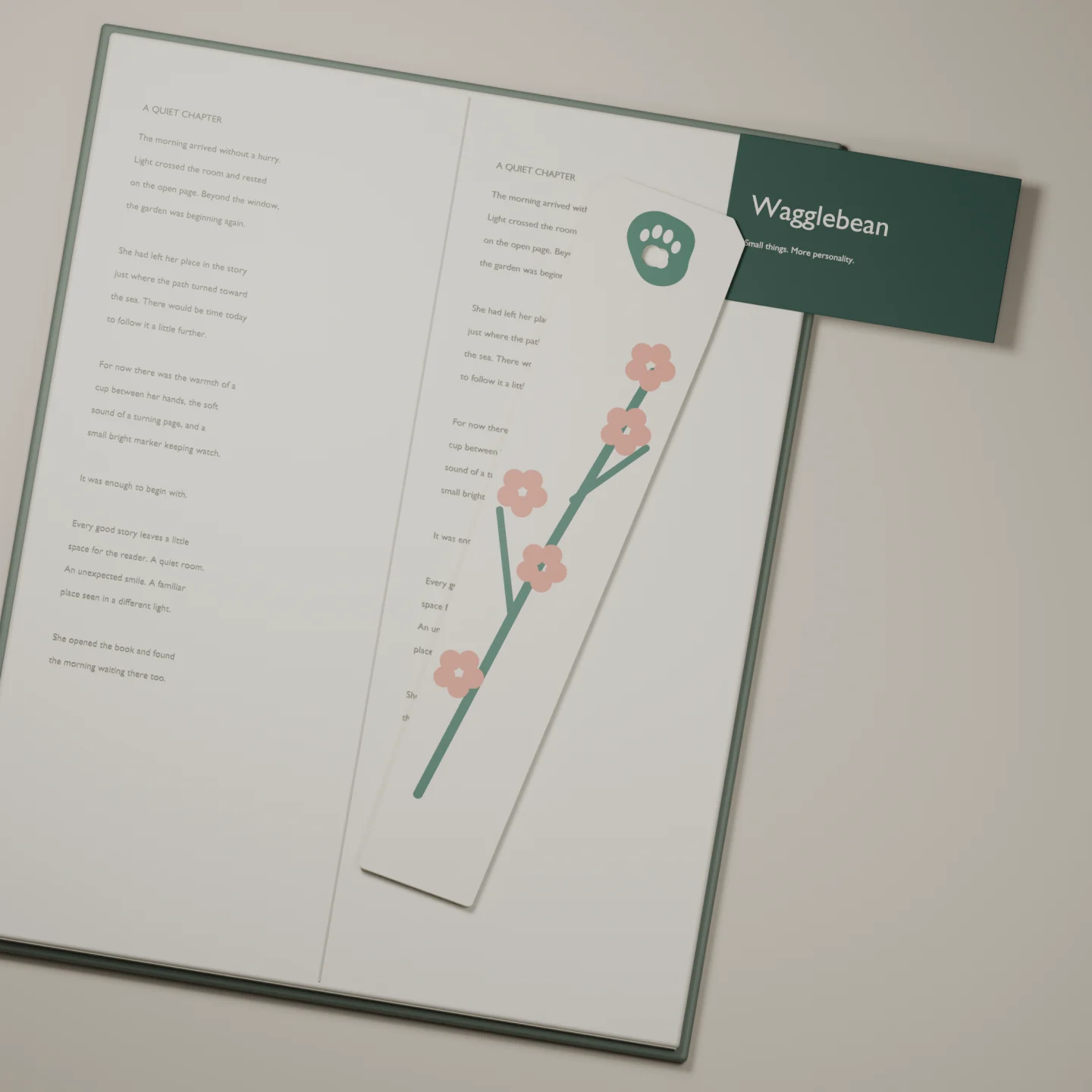 Cherry Chapter bookmark — render of the printable design