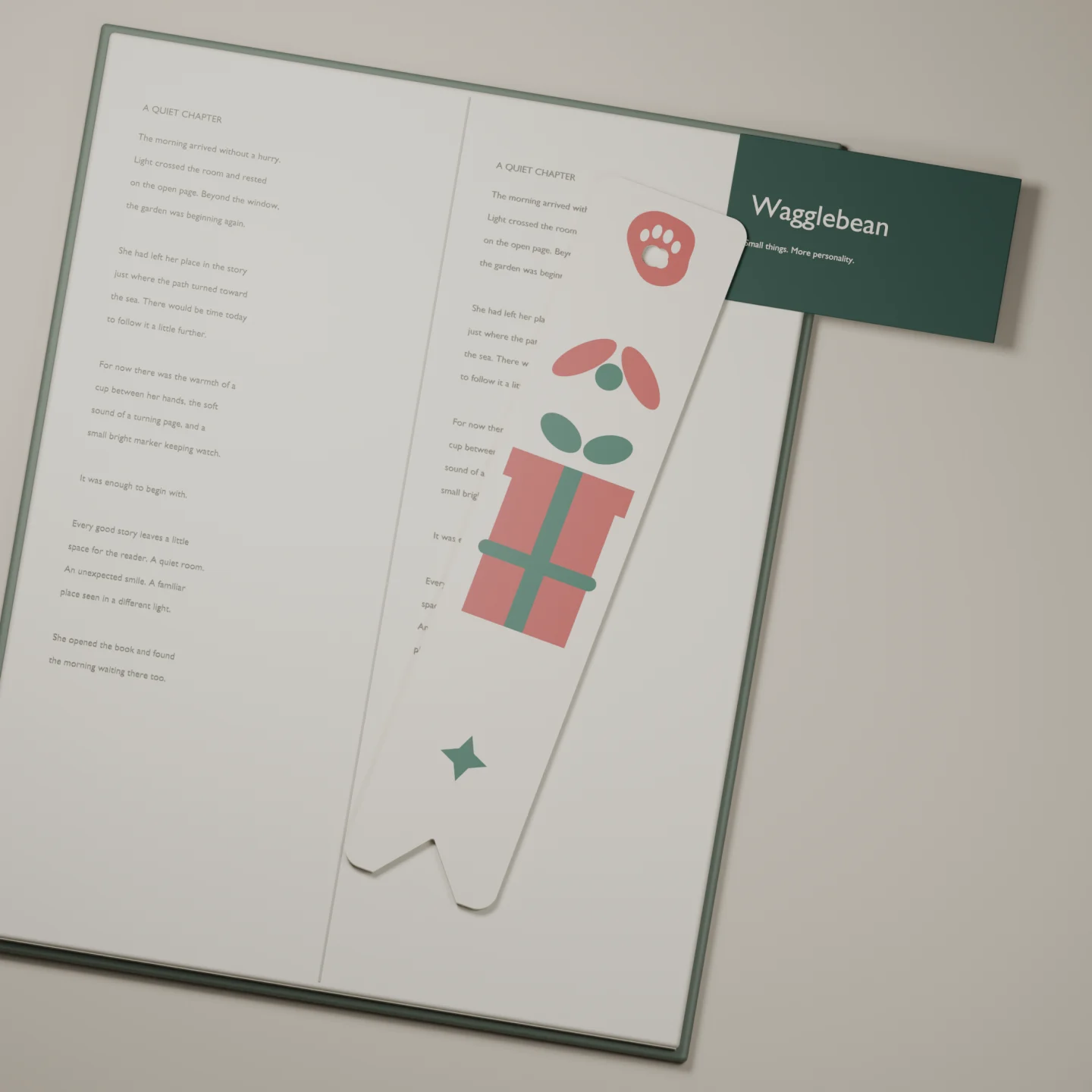 Christmas Ribbon bookmark — render of the printable design