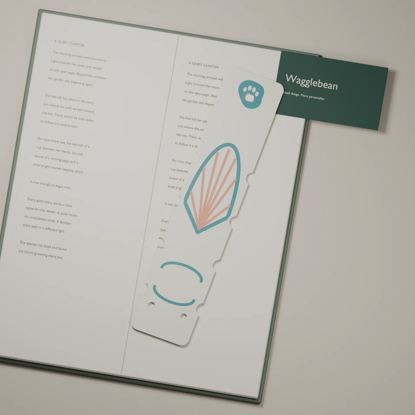 Coastal Shell bookmark — render of the printable design
