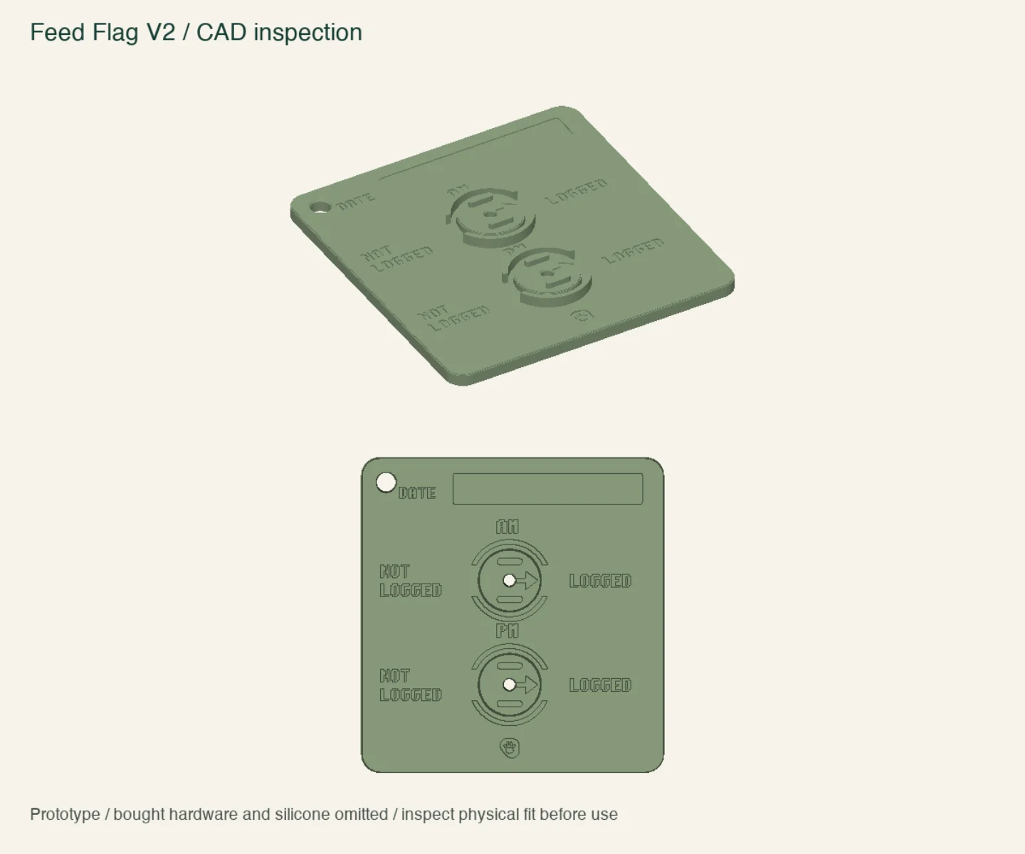 Feed Flag V2 — actual printable CAD geometry