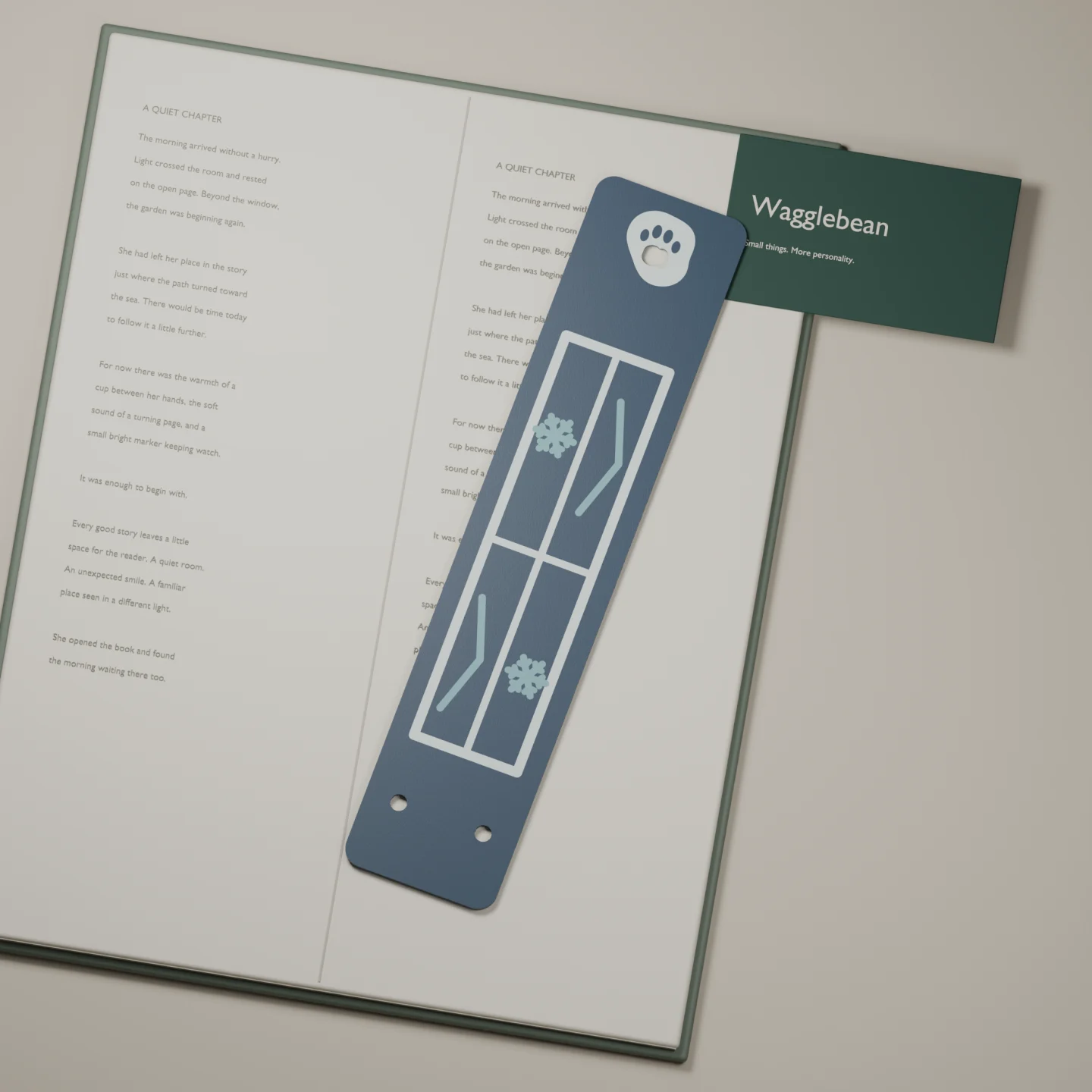 Frosted Window bookmark — render of the printable design