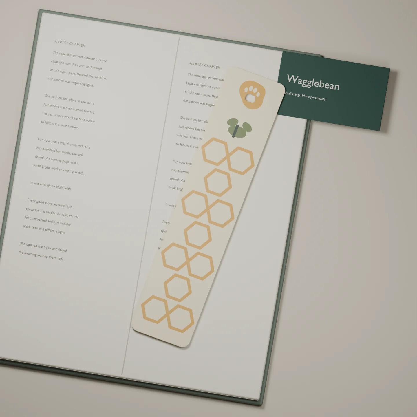 Honeychapter bookmark — render of the printable design