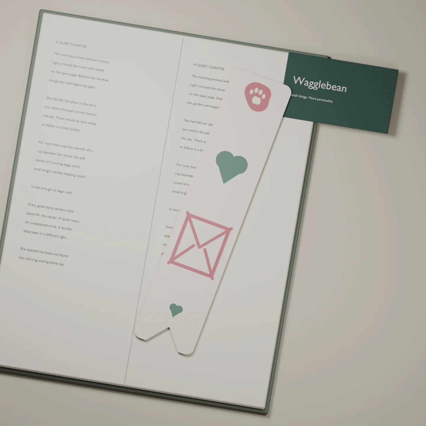 Love Between Lines bookmark — render of the printable design