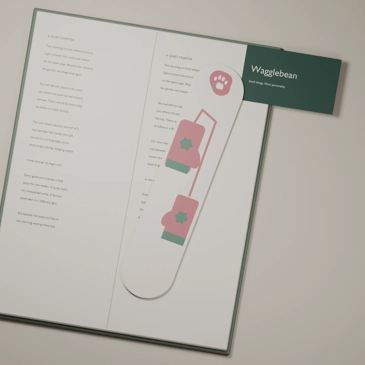 Mitten Moments bookmark — render of the printable design
