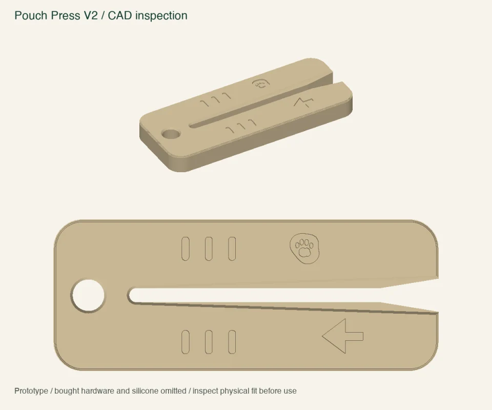 Pouch Press — V2 design render