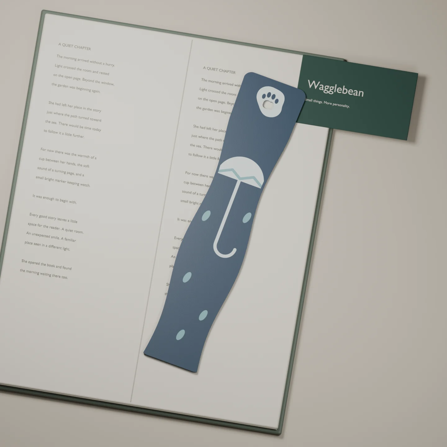 Rainy Day Reader bookmark — render of the printable design