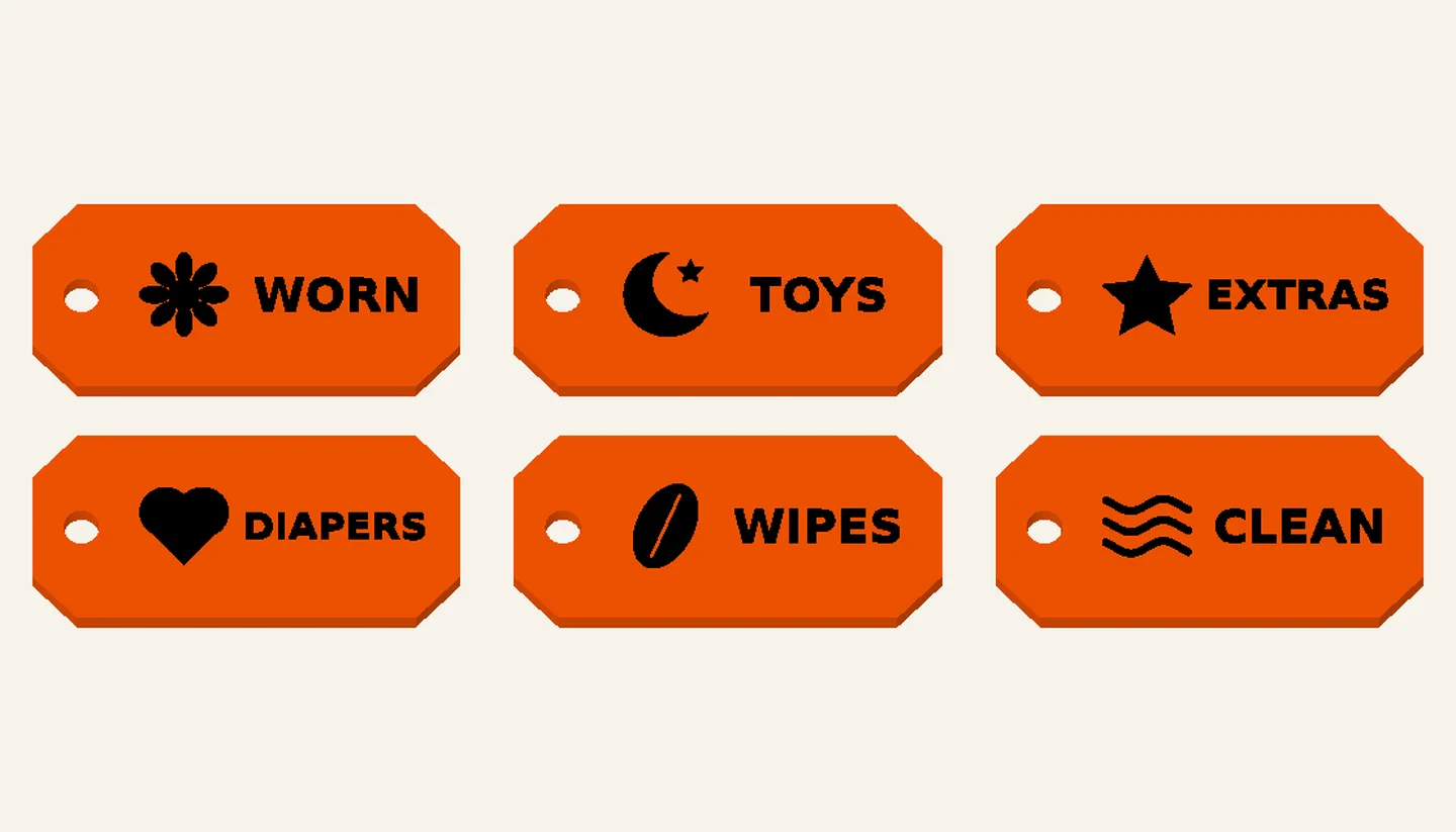 Baby Bag Order — Zipper Identification Sets, digital design render