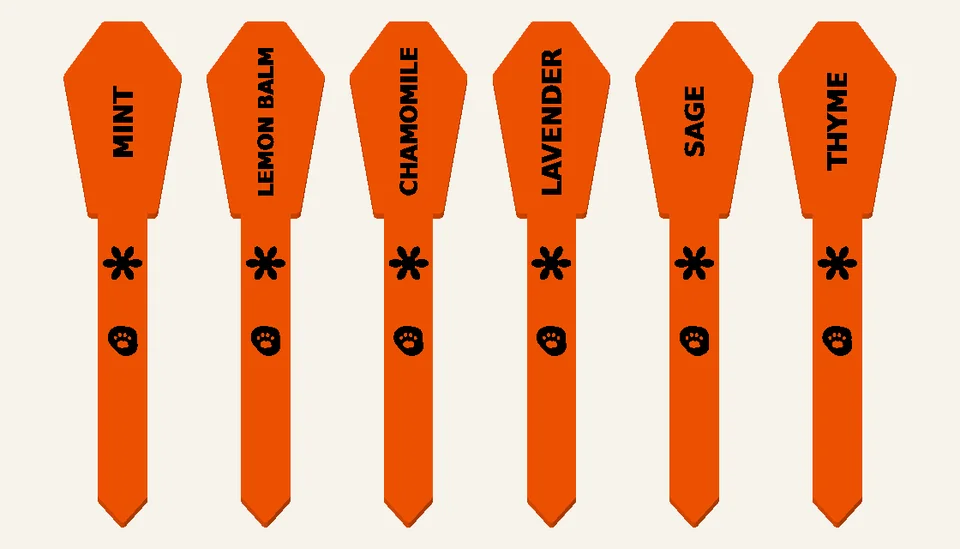 Tea Garden — Plant Marker Sets, digital design render