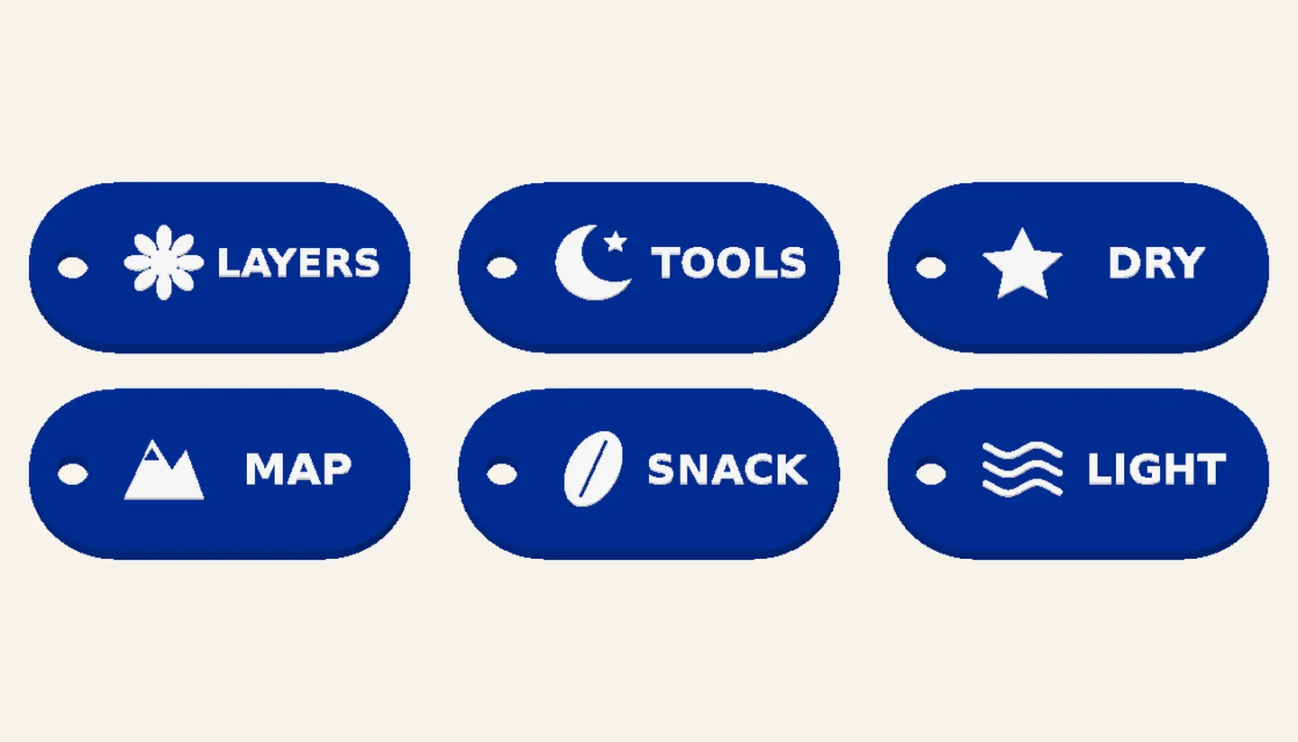 Trail Ready — Zipper Identification Sets, digital design render