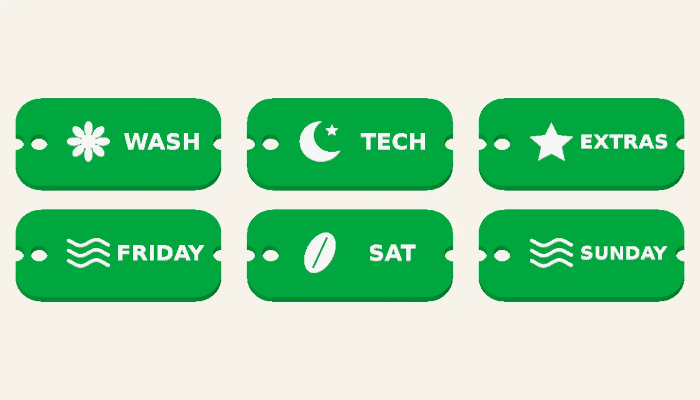 Weekend Ready — Zipper Identification Sets, digital design render