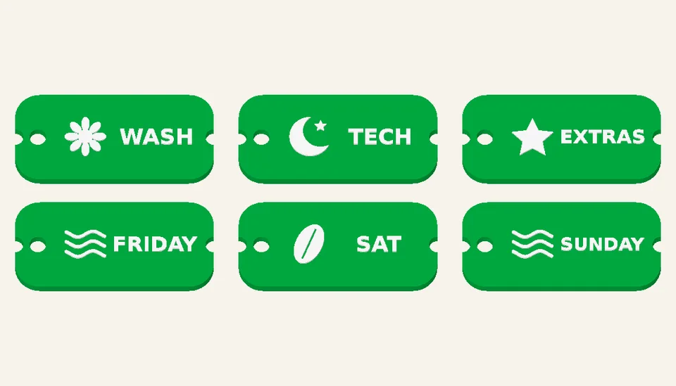 Weekend Ready — Zipper Identification Sets, digital design render