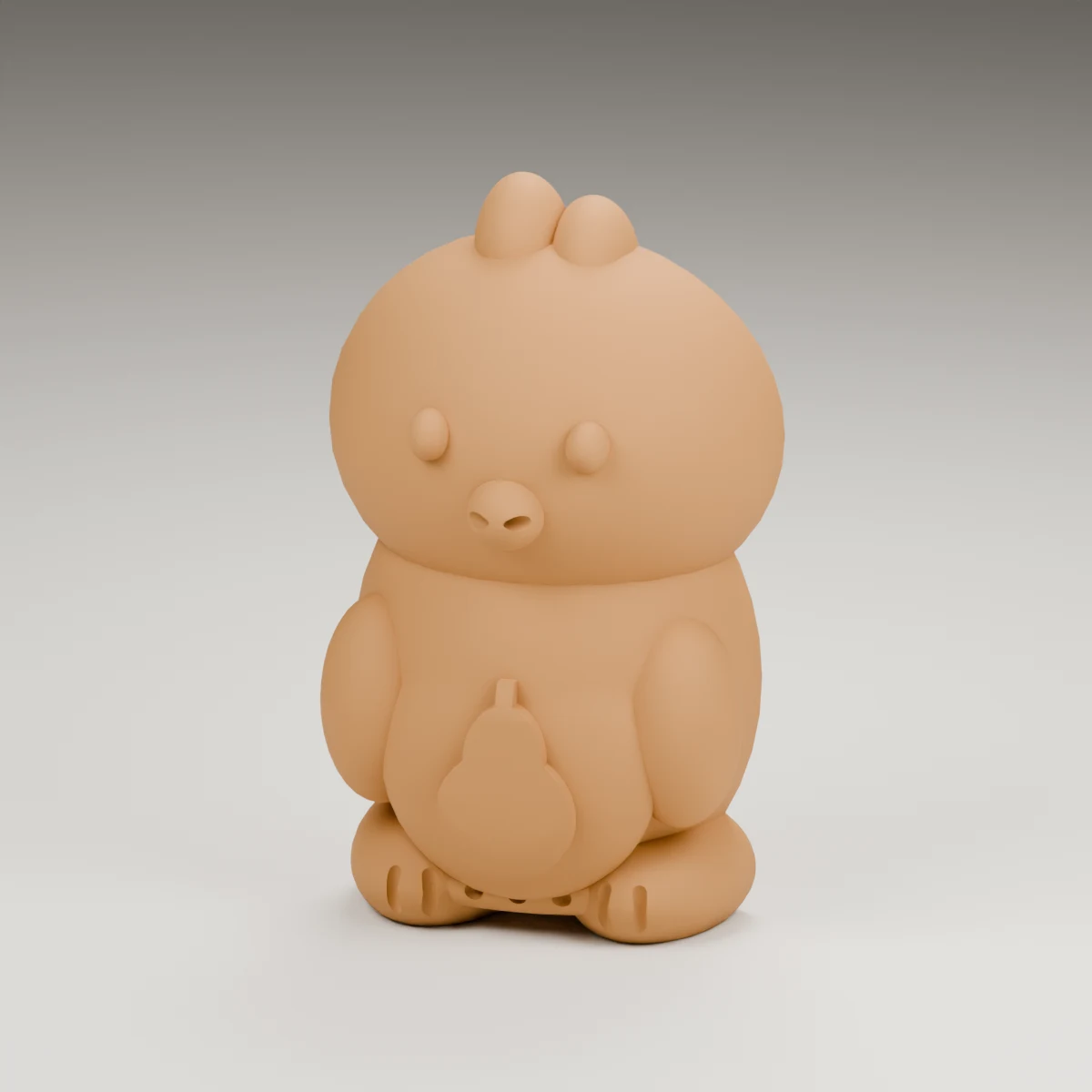 eggshell chick — render of the supplied sculpted V2 geometry