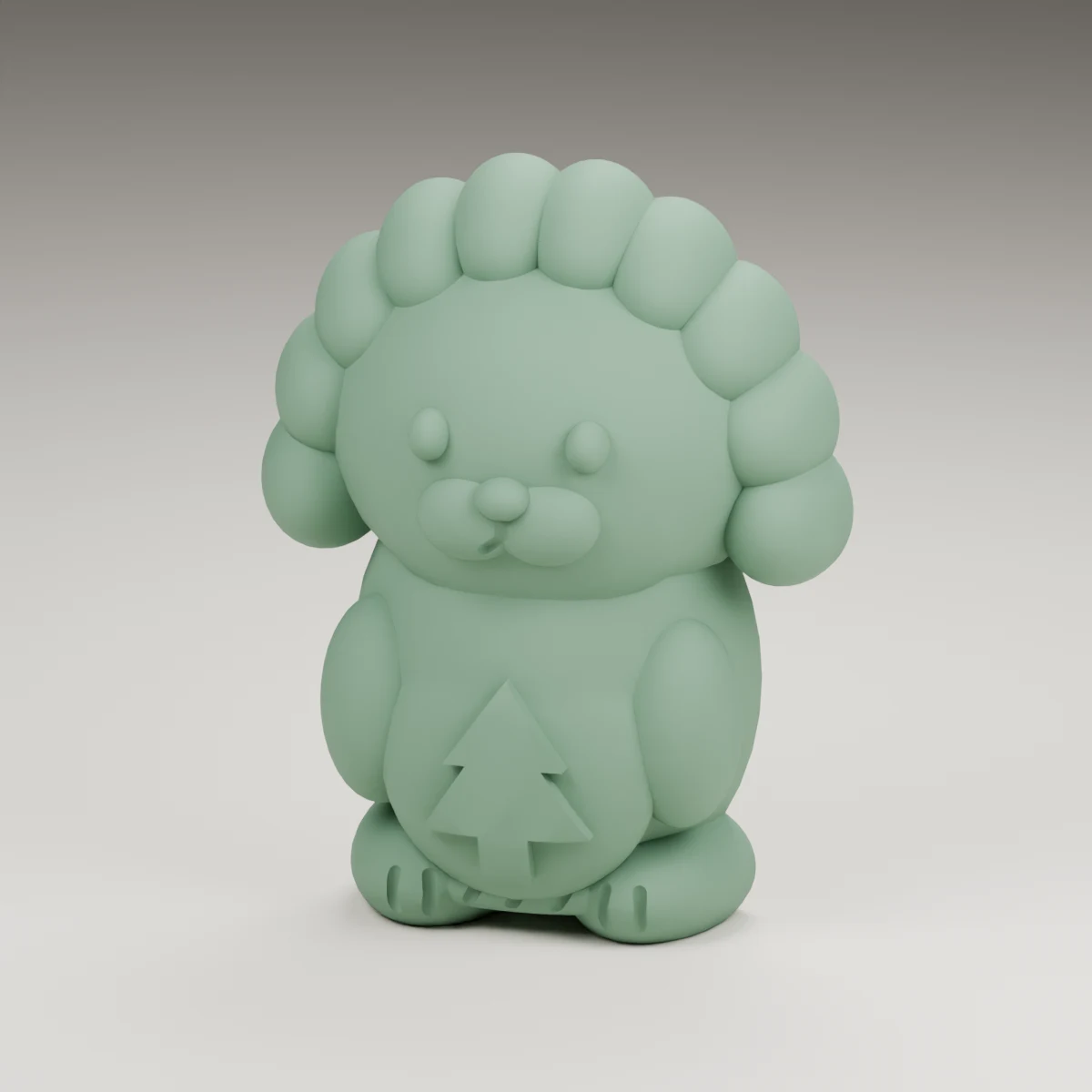 clover hedgehog — render of the supplied sculpted V2 geometry