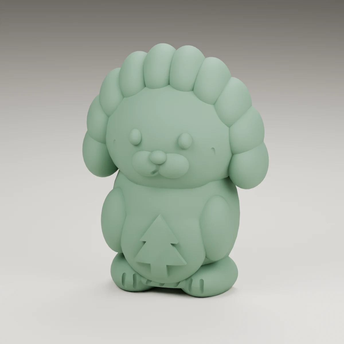 evergreen hedgehog — render of the supplied sculpted V2 geometry