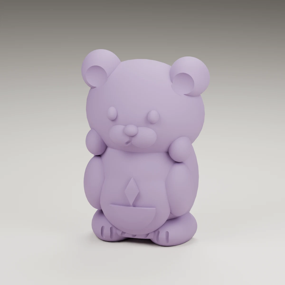bowtie bear — render of the supplied sculpted V2 geometry