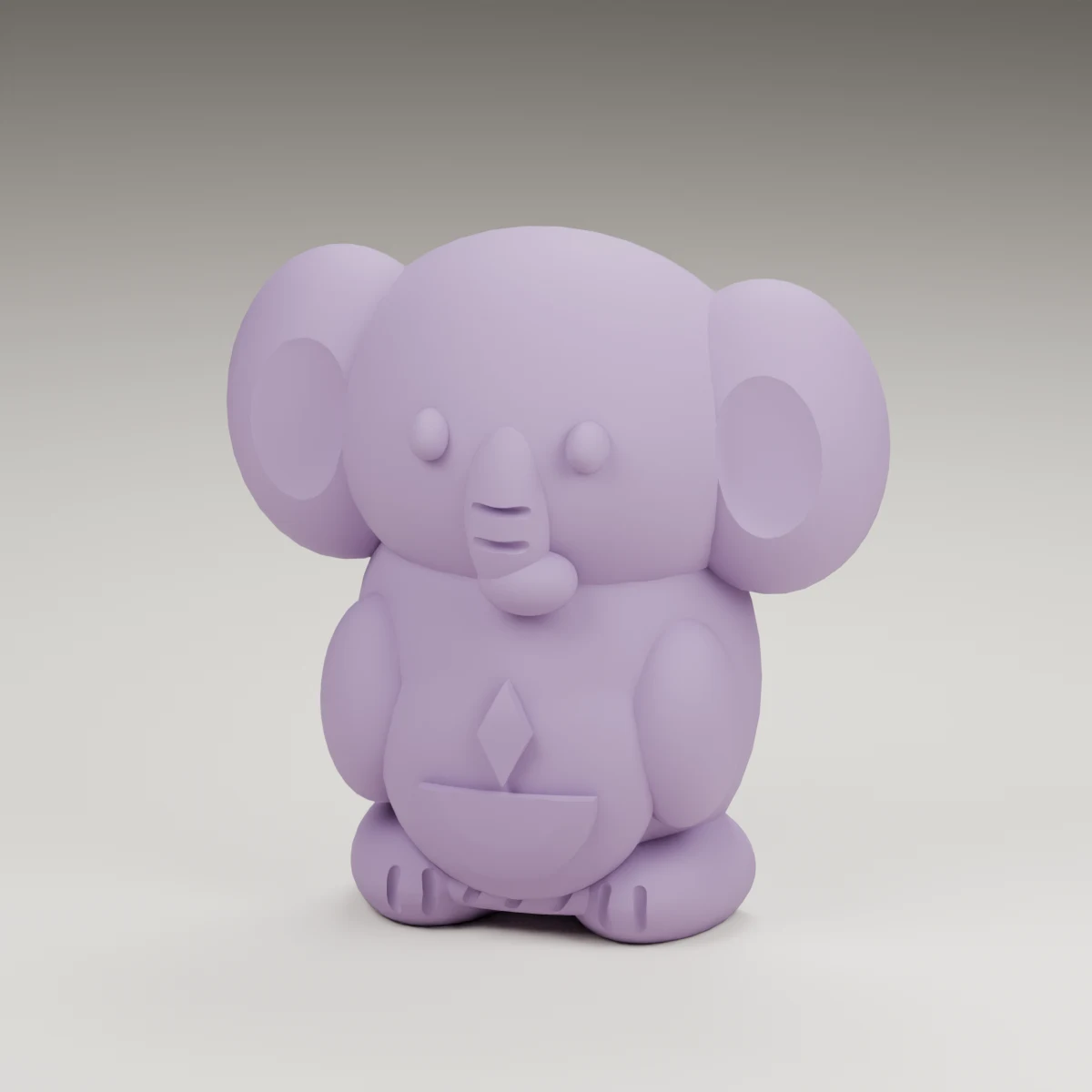 glow elephant — render of the supplied sculpted V2 geometry