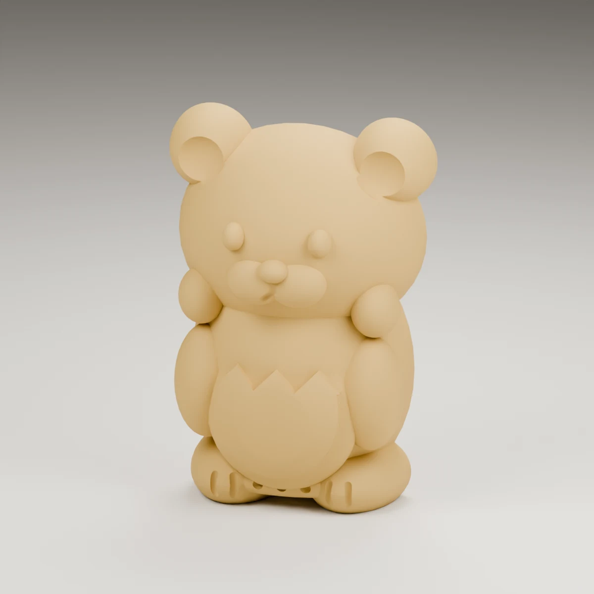 bowtie bear — render of the supplied sculpted V2 geometry