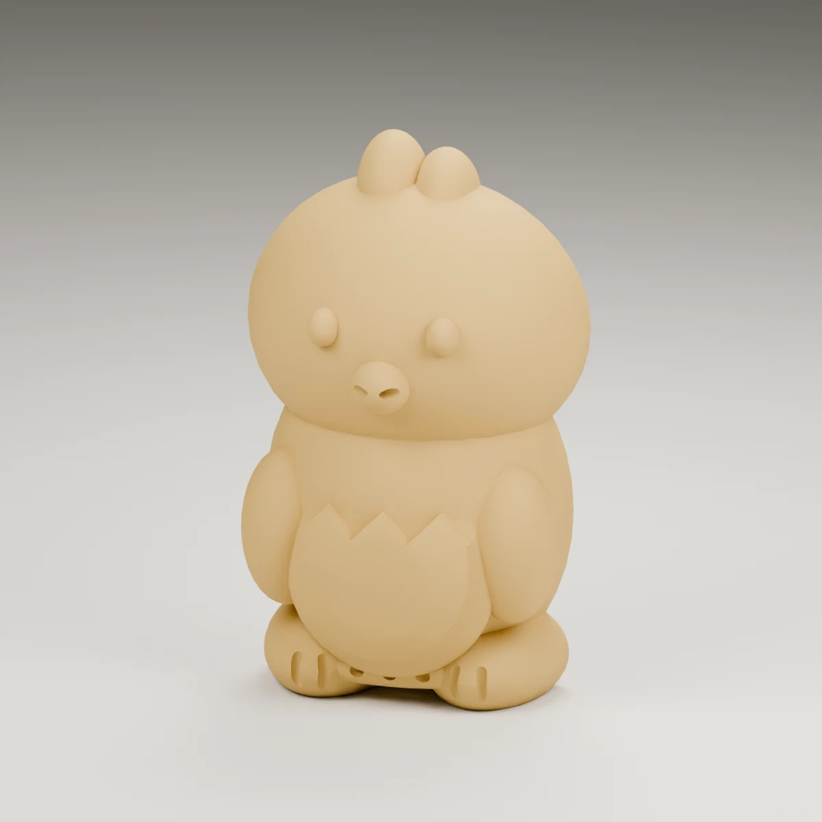 eggshell chick — render of the supplied sculpted V2 geometry