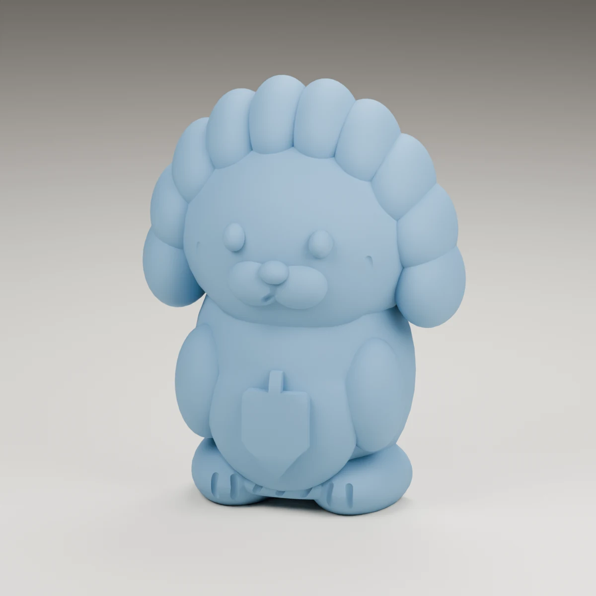 evergreen hedgehog — render of the supplied sculpted V2 geometry