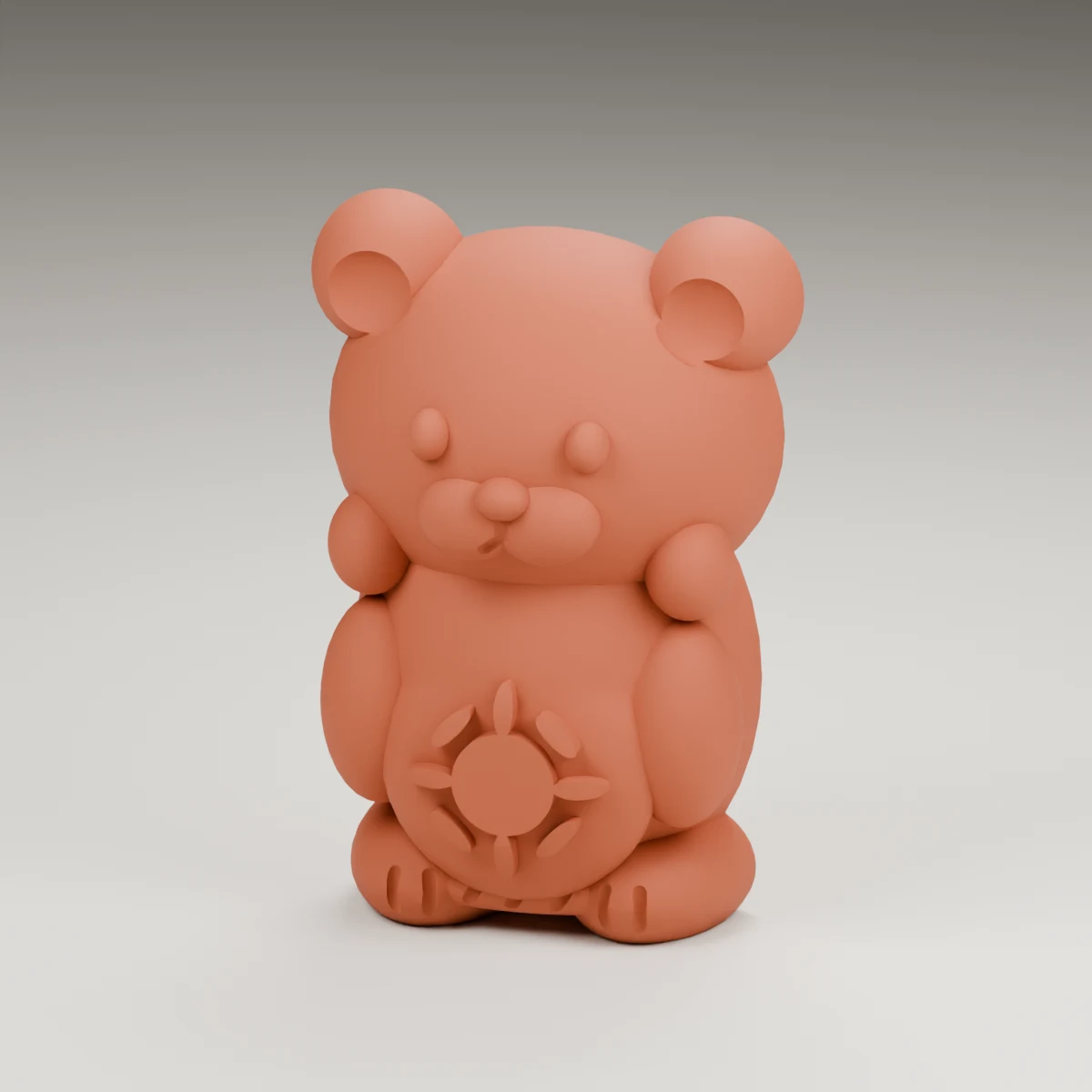 bowtie bear — render of the supplied sculpted V2 geometry