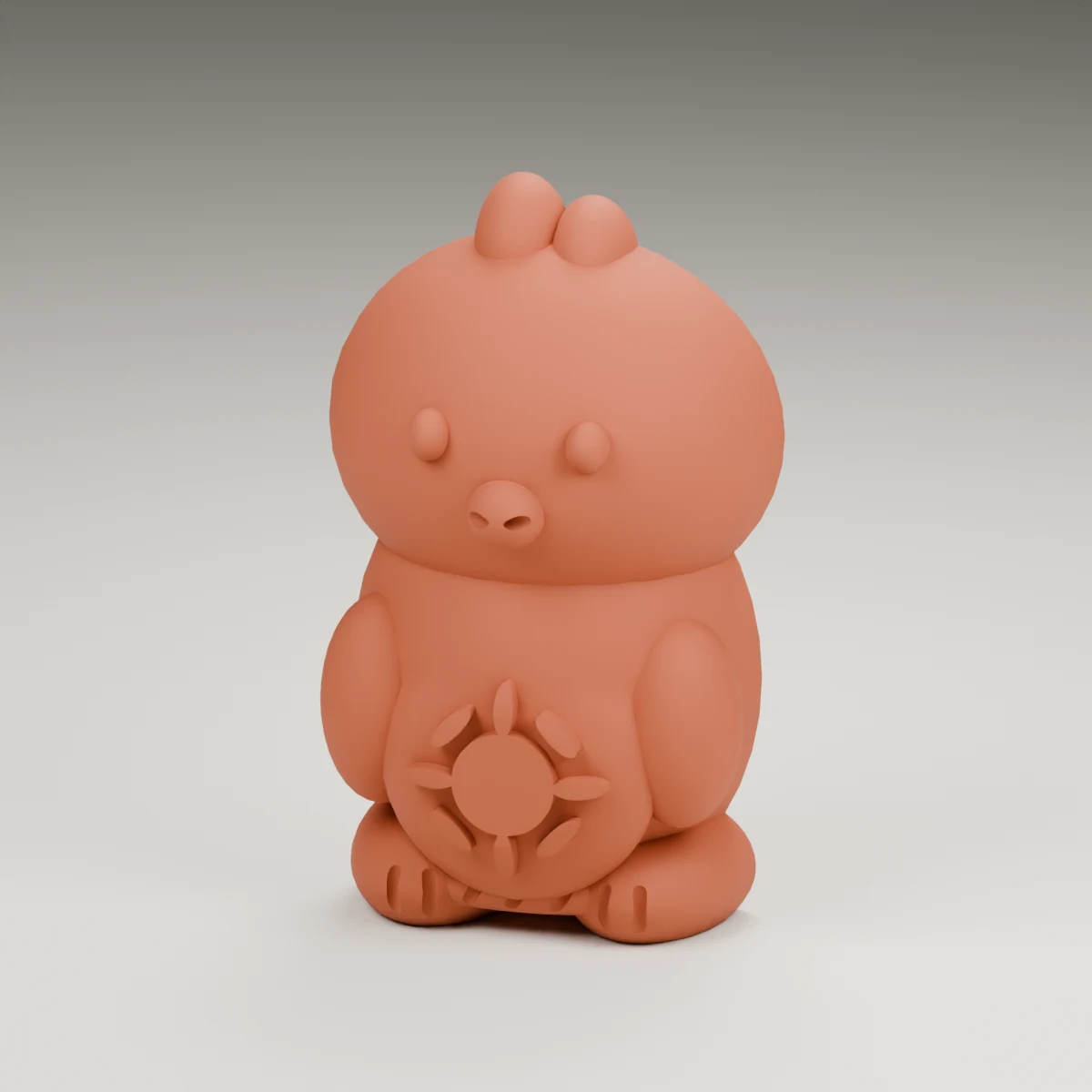 eggshell chick — render of the supplied sculpted V2 geometry
