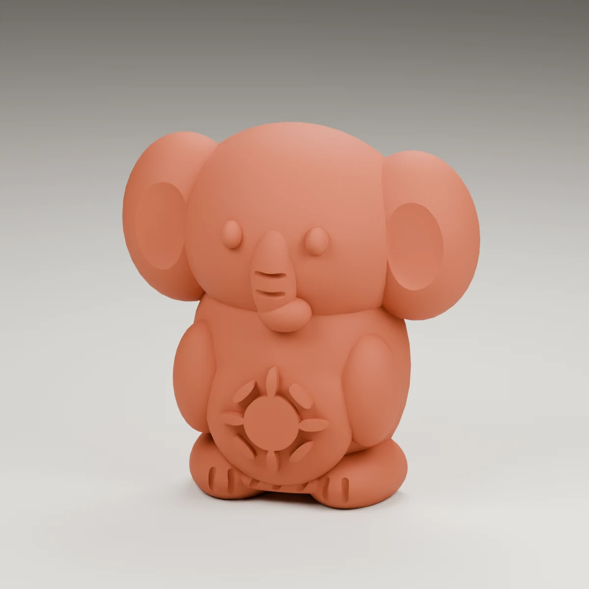 glow elephant — render of the supplied sculpted V2 geometry