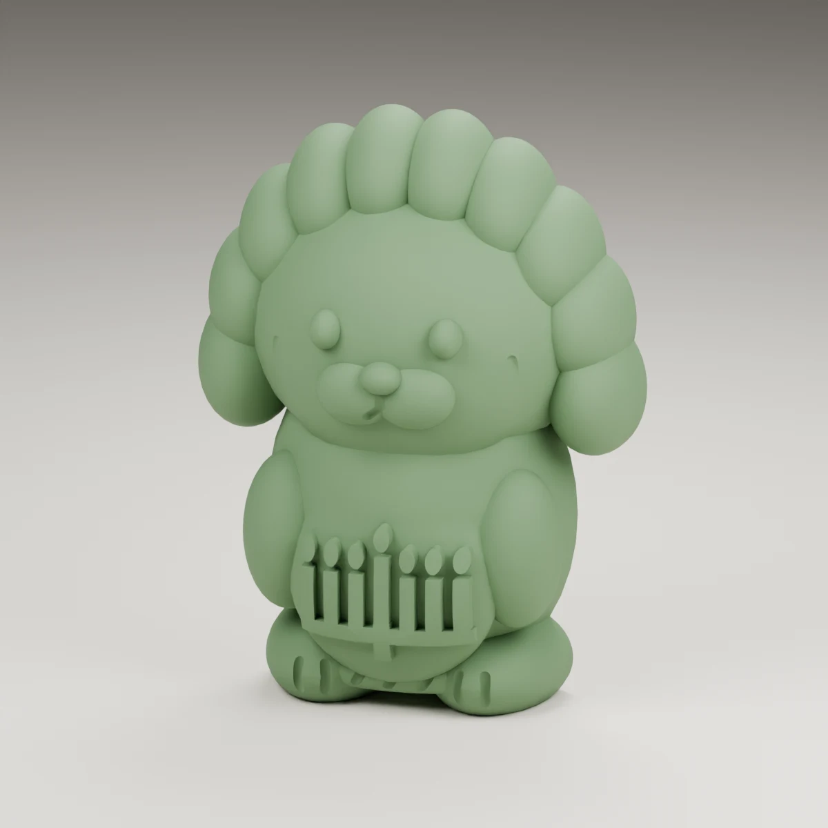 evergreen hedgehog — render of the supplied sculpted V2 geometry