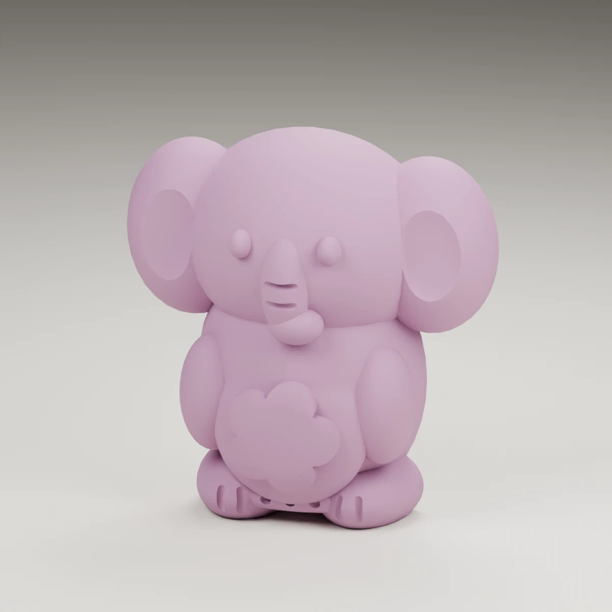 glow elephant — render of the supplied sculpted V2 geometry
