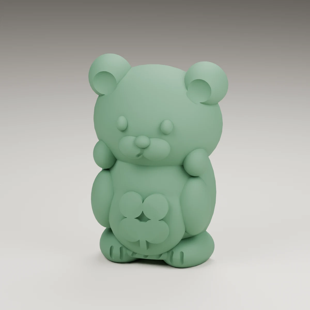 bowtie bear — render of the supplied sculpted V2 geometry