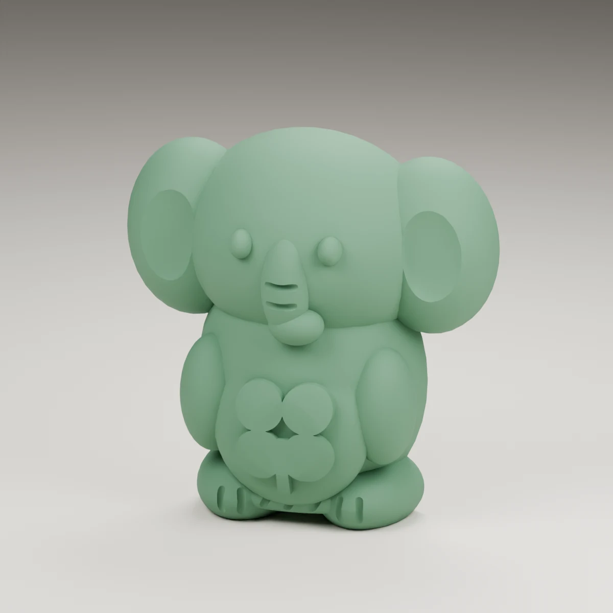 glow elephant — render of the supplied sculpted V2 geometry
