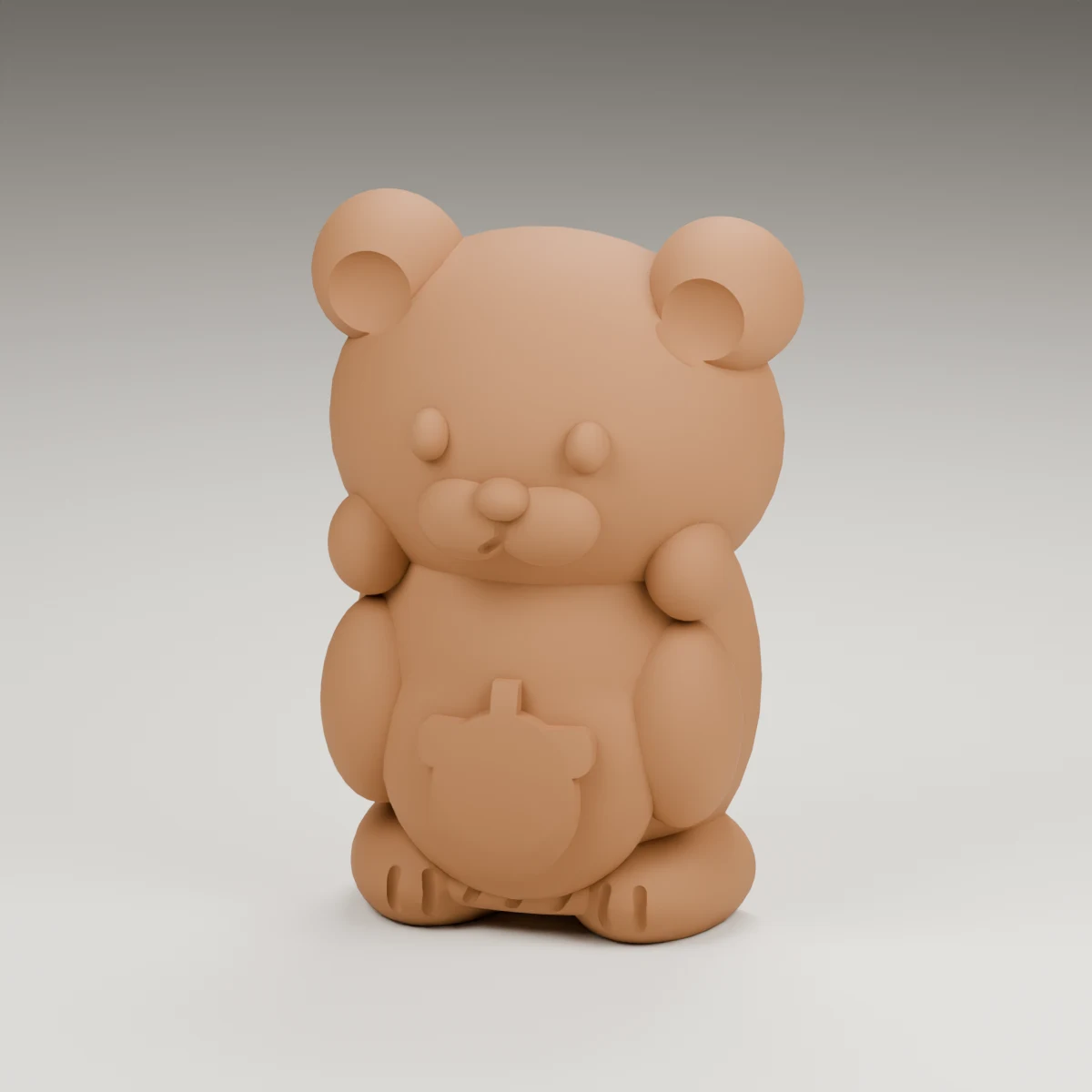 bowtie bear — render of the supplied sculpted V2 geometry