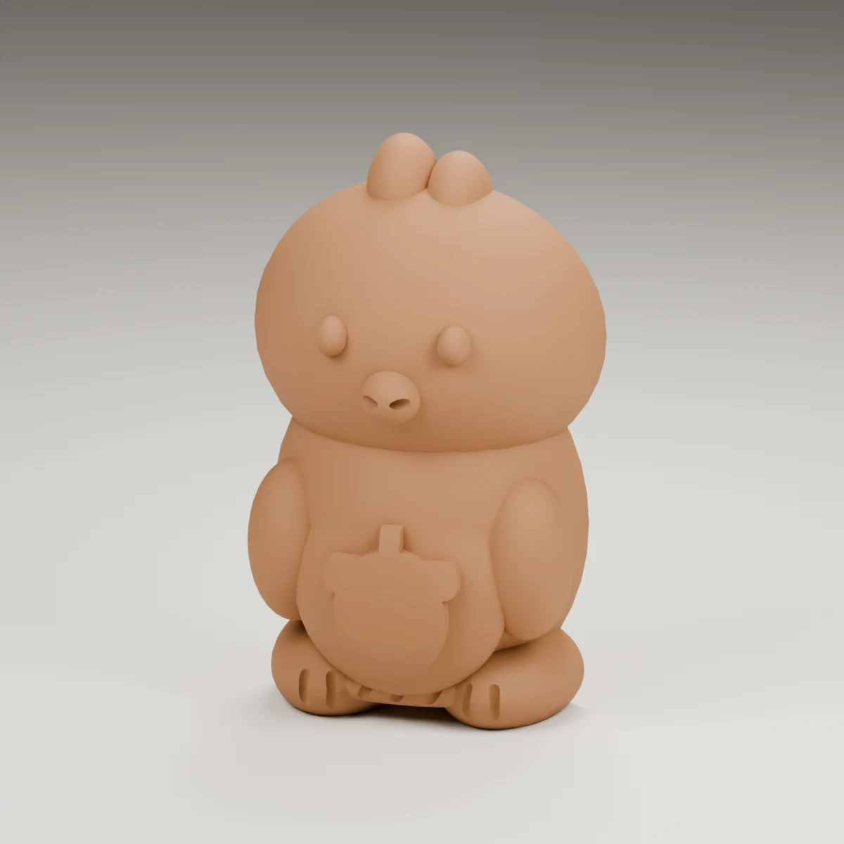 eggshell chick — render of the supplied sculpted V2 geometry