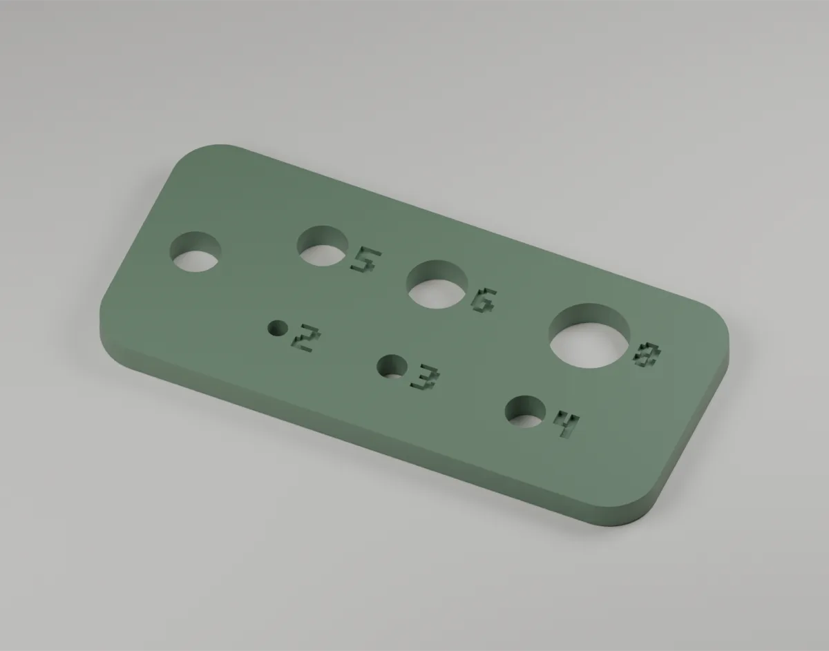 Stitch Scout knitting needle gauge keychain prototype