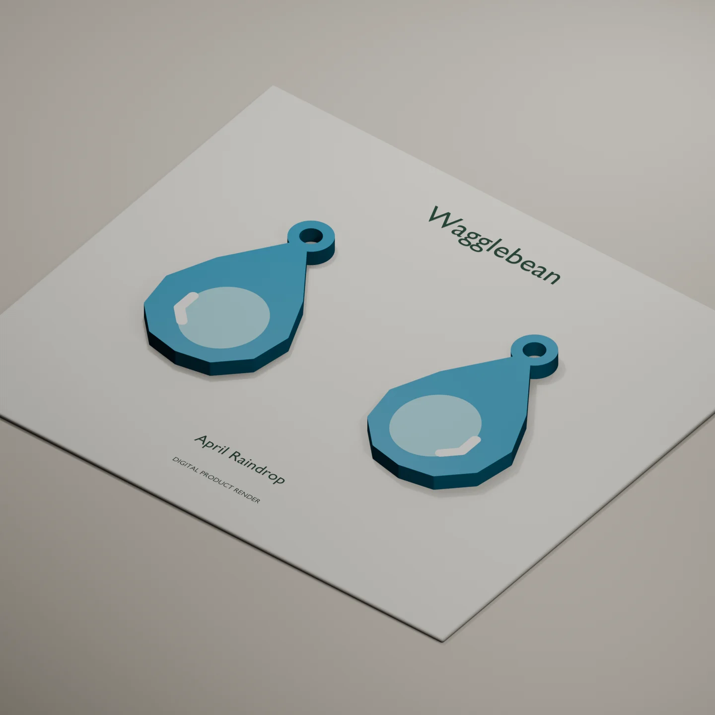 Angled digital render showing April Raindrop earring front thickness and color inlays