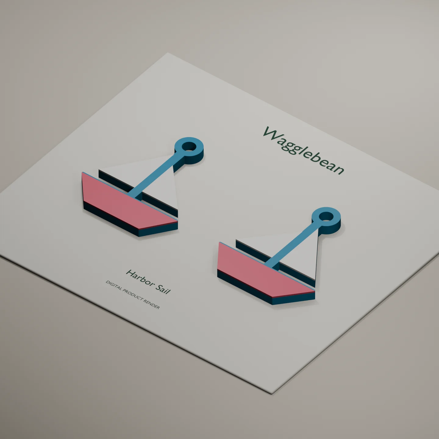Angled digital render showing Harbor Sail earring front thickness and color inlays